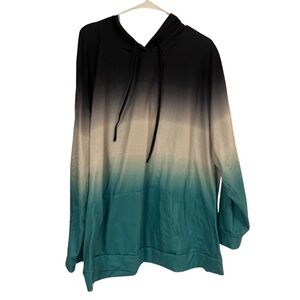 Gradient Long Sleeve Hoodie - Black, White, and Green